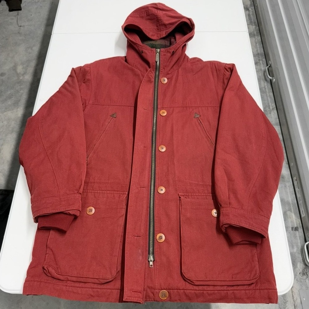 Vintage L.L.Bean Hooded Parka flannel insulated Jacket Red Workwear Field Coat